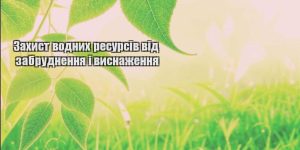 zahyst vodnyh resursiv vid zabrudnennya i vysnazhennya